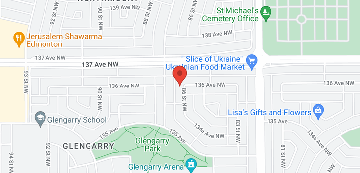 map of 13540 86 ST NW
